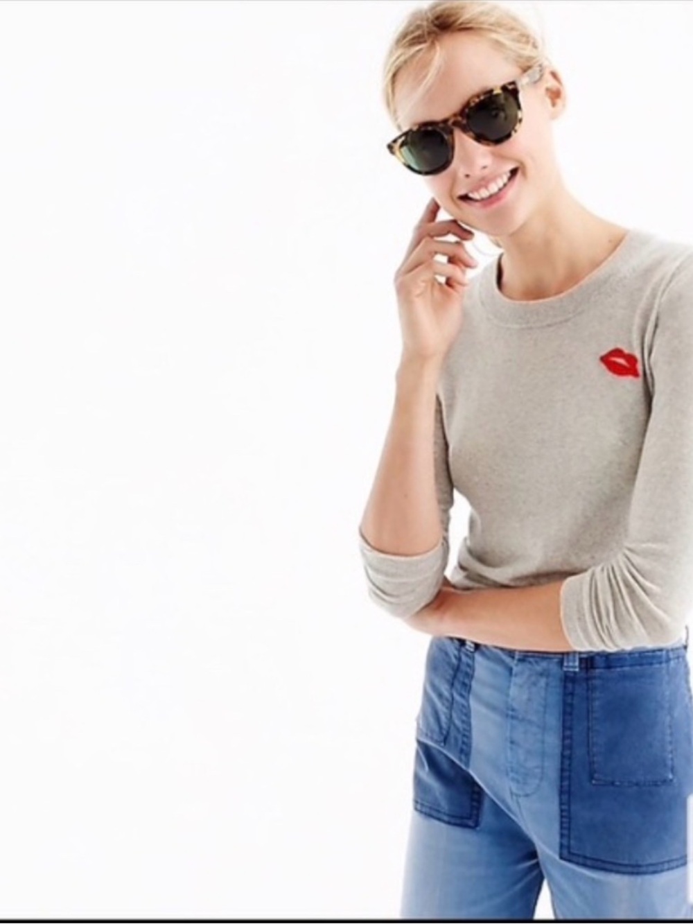 J. Crew Tippi Sweater with Embroidered Lips - Picture 2 of 8
